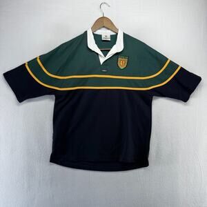 Vintage O'Neills Rugby Shirt men's Medium Blue Green Gaelic Celtic Dun Na Ngall